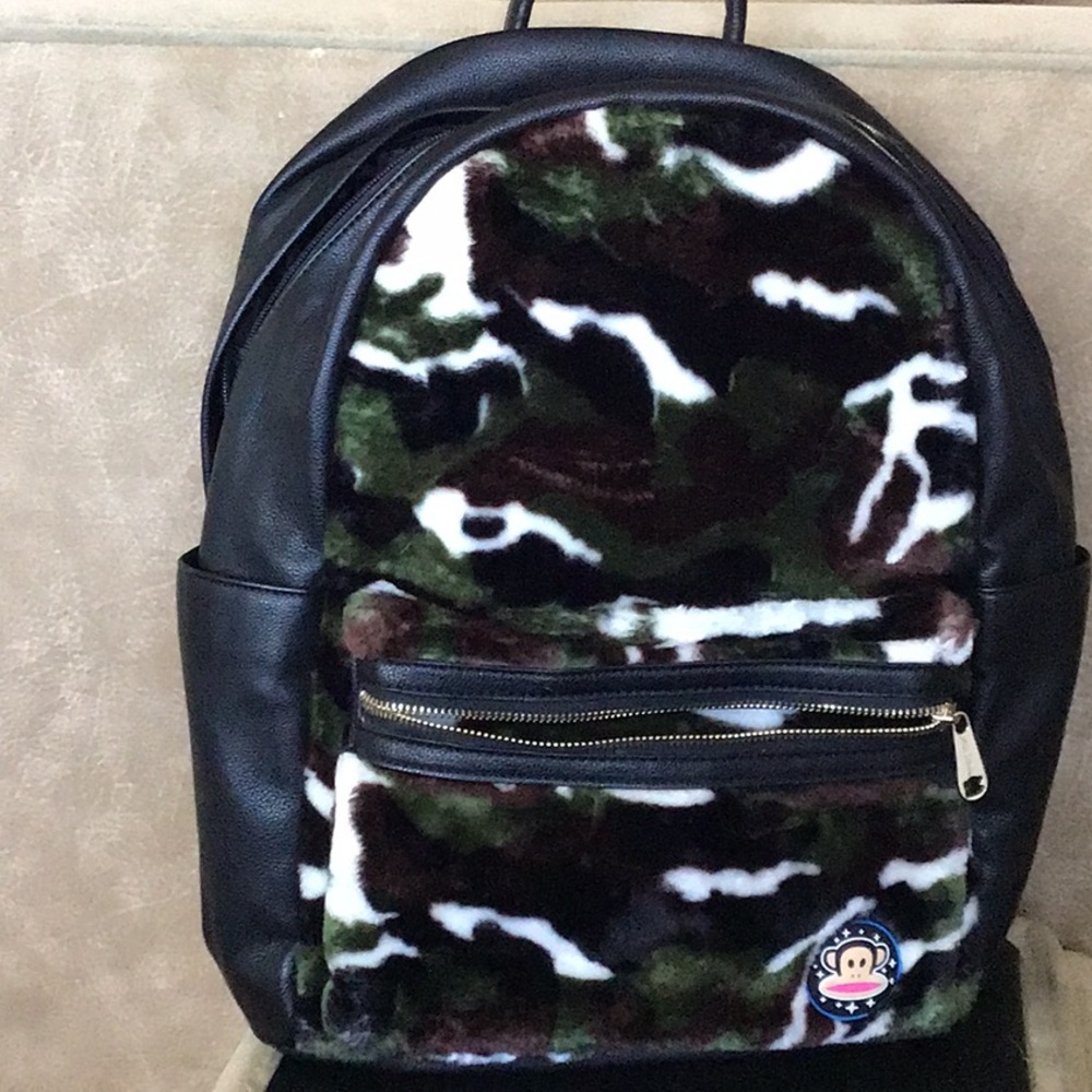 Women’s Faux Fur Camo/ Leather Backpack